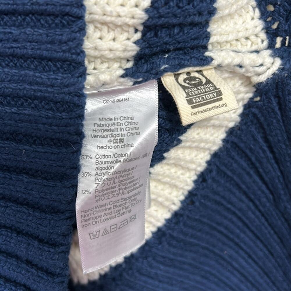 Madewell Wide Rib Turtleneck Sweater Navy and White Striped Women’s size XXS - Picture 6 of 11